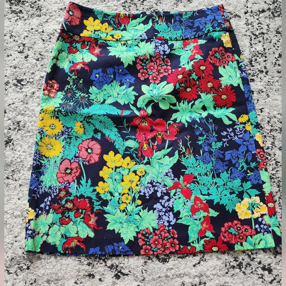 Talbots Floral Cotton Blend Pencil Skirt Womens Size 4 Preppy Cottage Core